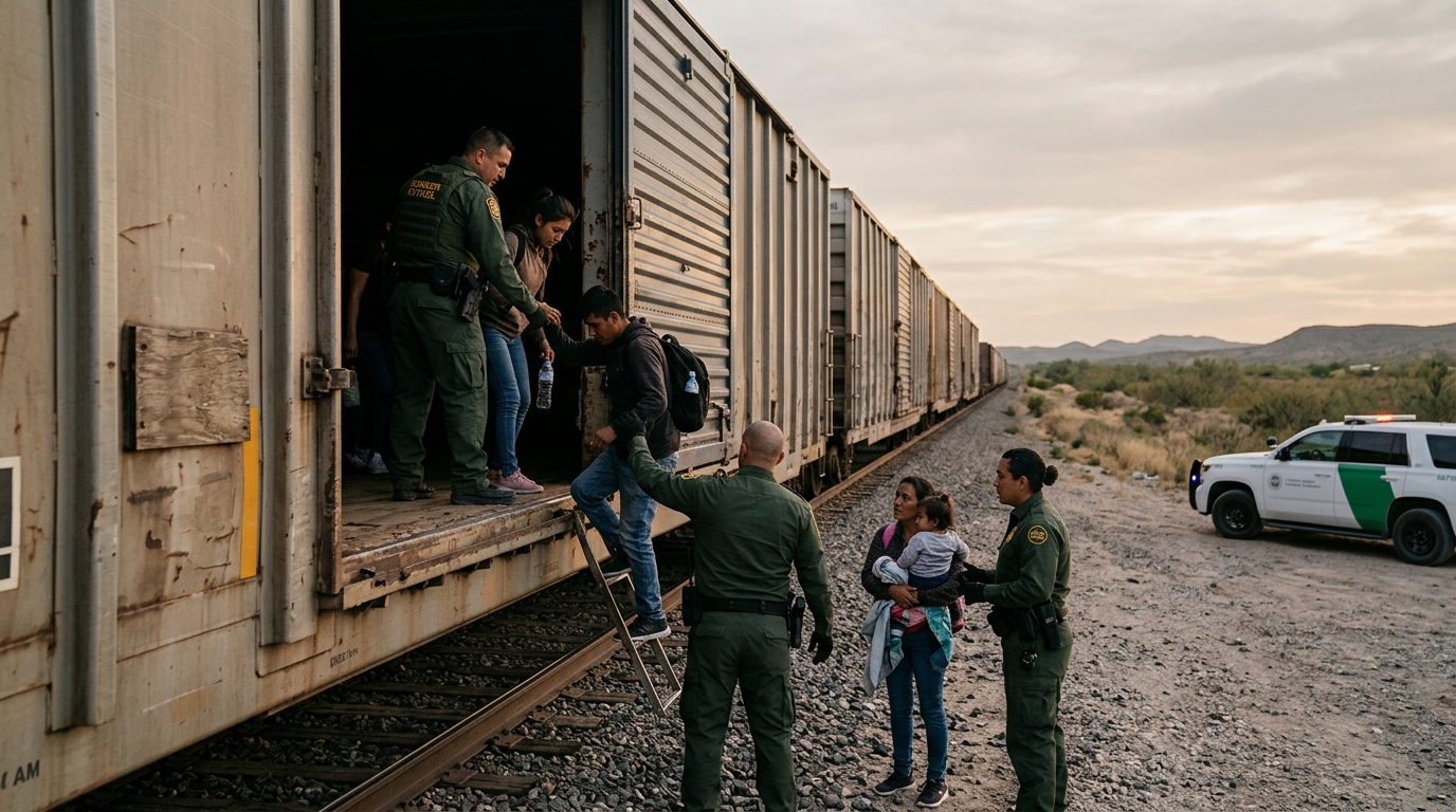 CBP rescata a migrantes atrapados en vagones de tren en Del Río, Texas